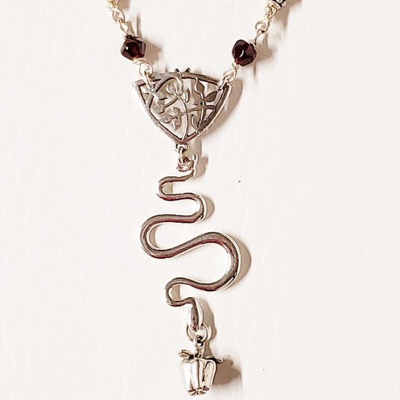 Sterling Silver Garnet Snake Necklace - Picture 10 of 16